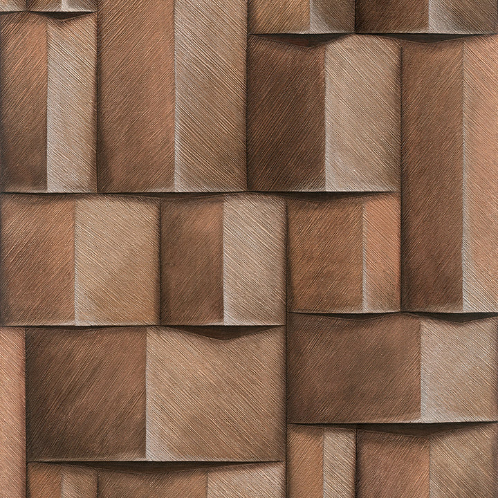 Винилов високоустойчив Тапет 3D Дървено пано Кафяво Timber