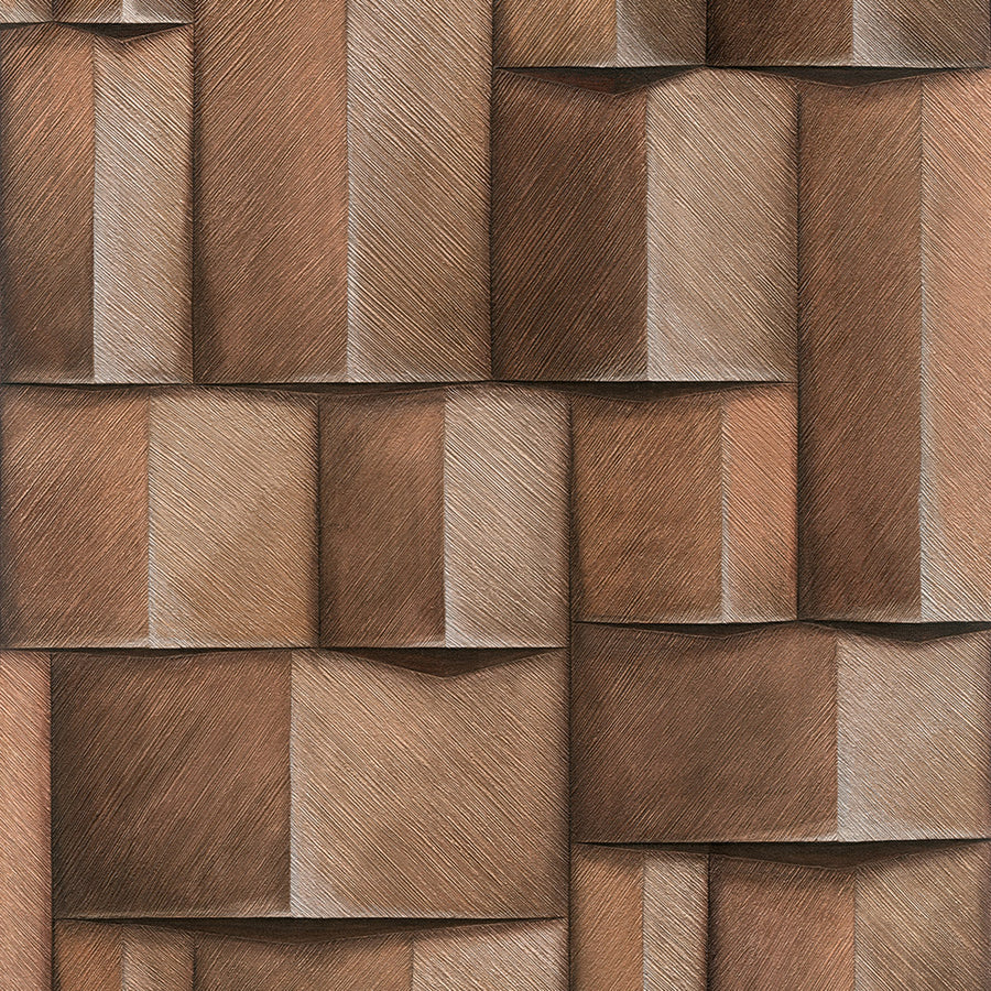 Винилов високоустойчив Тапет 3D Дървено пано Кафяво Timber