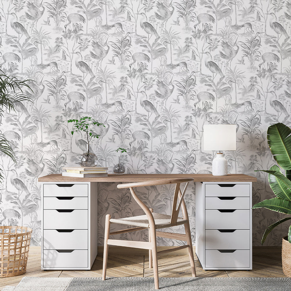 Високоустойчив Тапет Сиви Чапли Бяло Еден