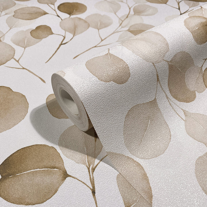 Високоустойчив Тапет Бежови Клонки Бяло Еден