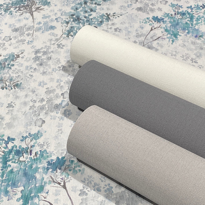 Високоустойчив Тапет Акварелни цветя Синьо сиво Еден