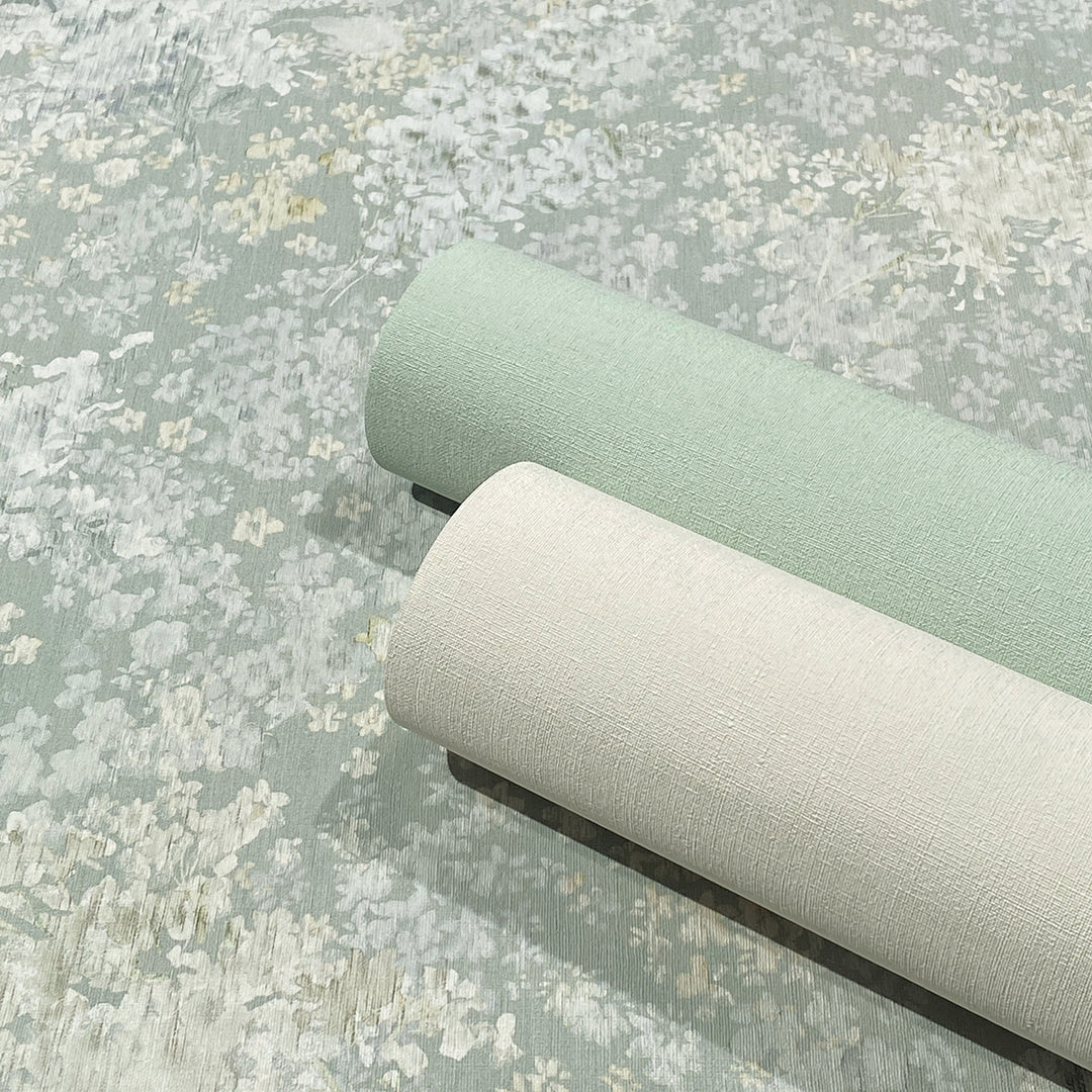 Високоустойчив Тапет Акварелни цветя Зелено Еден