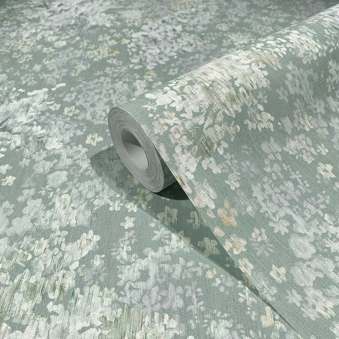 Високоустойчив Тапет Акварелни цветя Зелено Еден