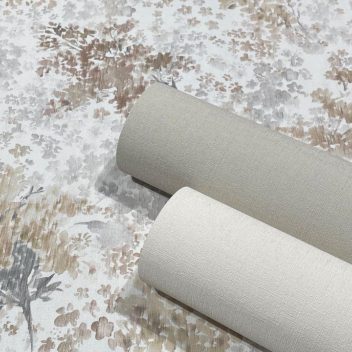 Високоустойчив Тапет Акварелни цветя Бежово Еден