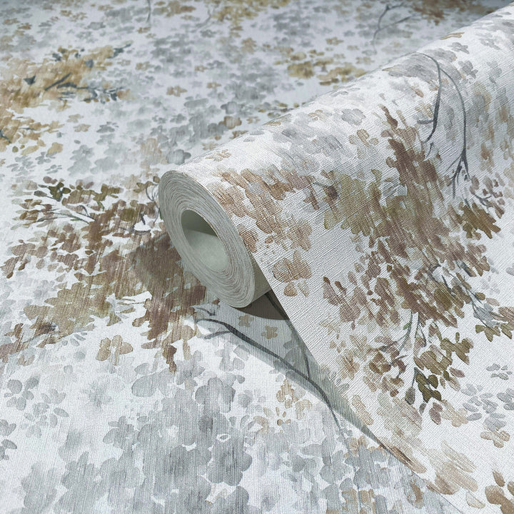 Високоустойчив Тапет Акварелни цветя Бежово Еден