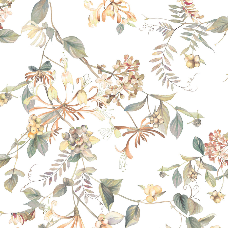 Високоустойчив Тапет Зелени Растения Бяло Еден