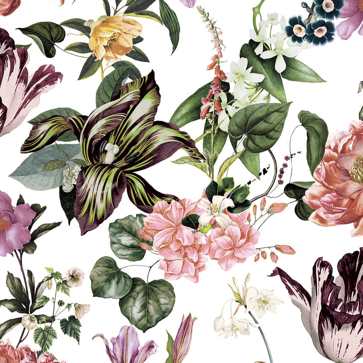 Високоустойчив Тапет Нощни цветя Бяло Еден