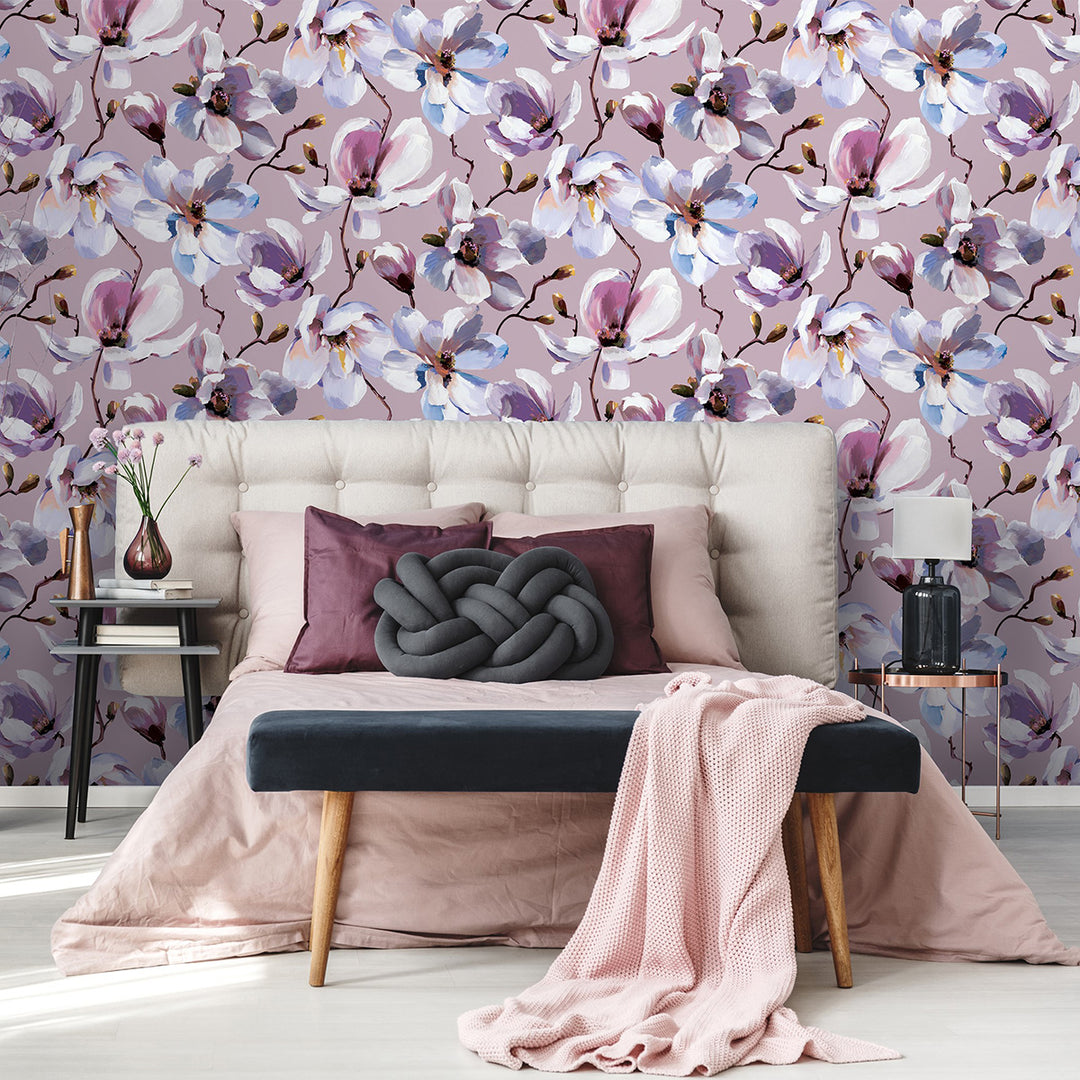Високоустойчив Тапет Магнолия Розово лилаво Еден