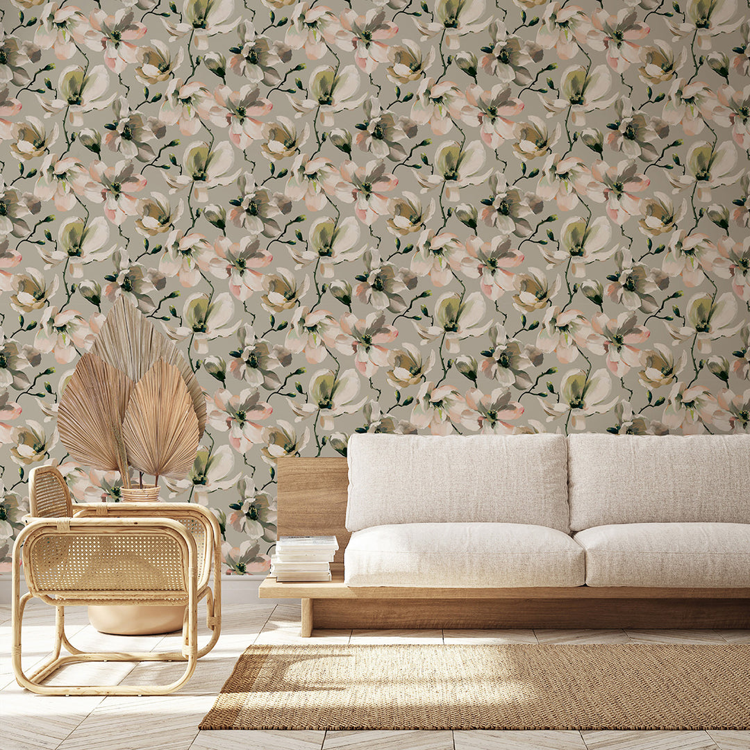 Високоустойчив Тапет Магнолия Зелено Еден