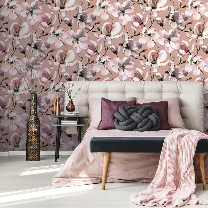 Високоустойчив Тапет Магнолия Розово бежово Еден