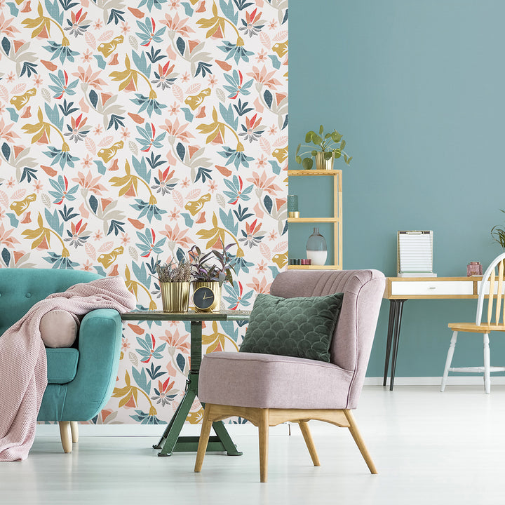 Високоустойчив Тапет Цветни Стилизирани цветя Еден