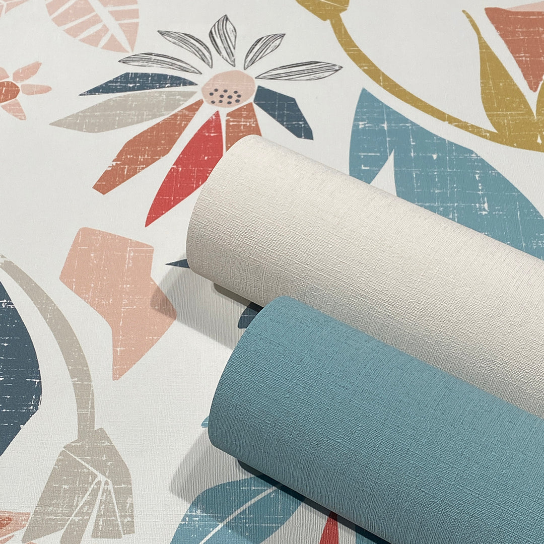 Високоустойчив Тапет Цветни Стилизирани цветя Еден