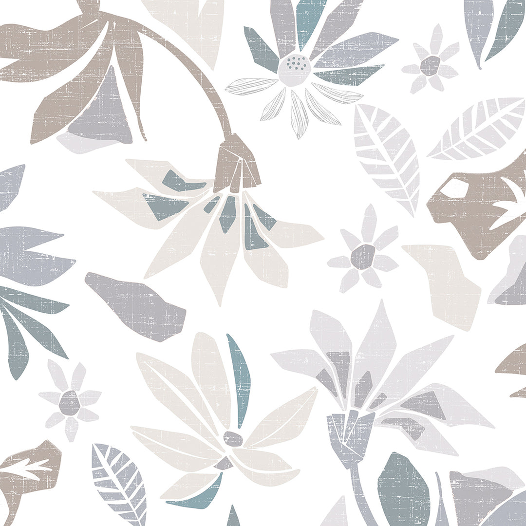 Високоустойчив Тапет Сиво сини Стилизирани цветя Еден
