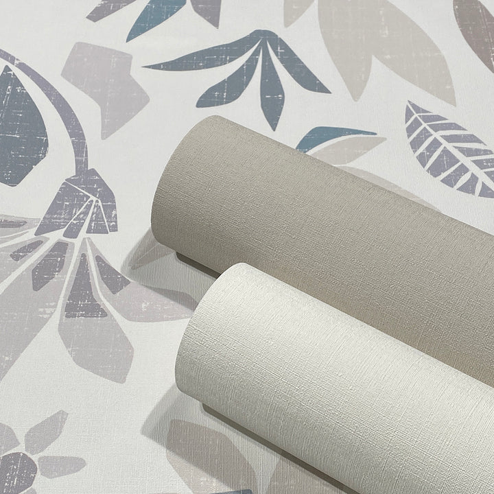 Високоустойчив Тапет Сиво сини Стилизирани цветя Еден