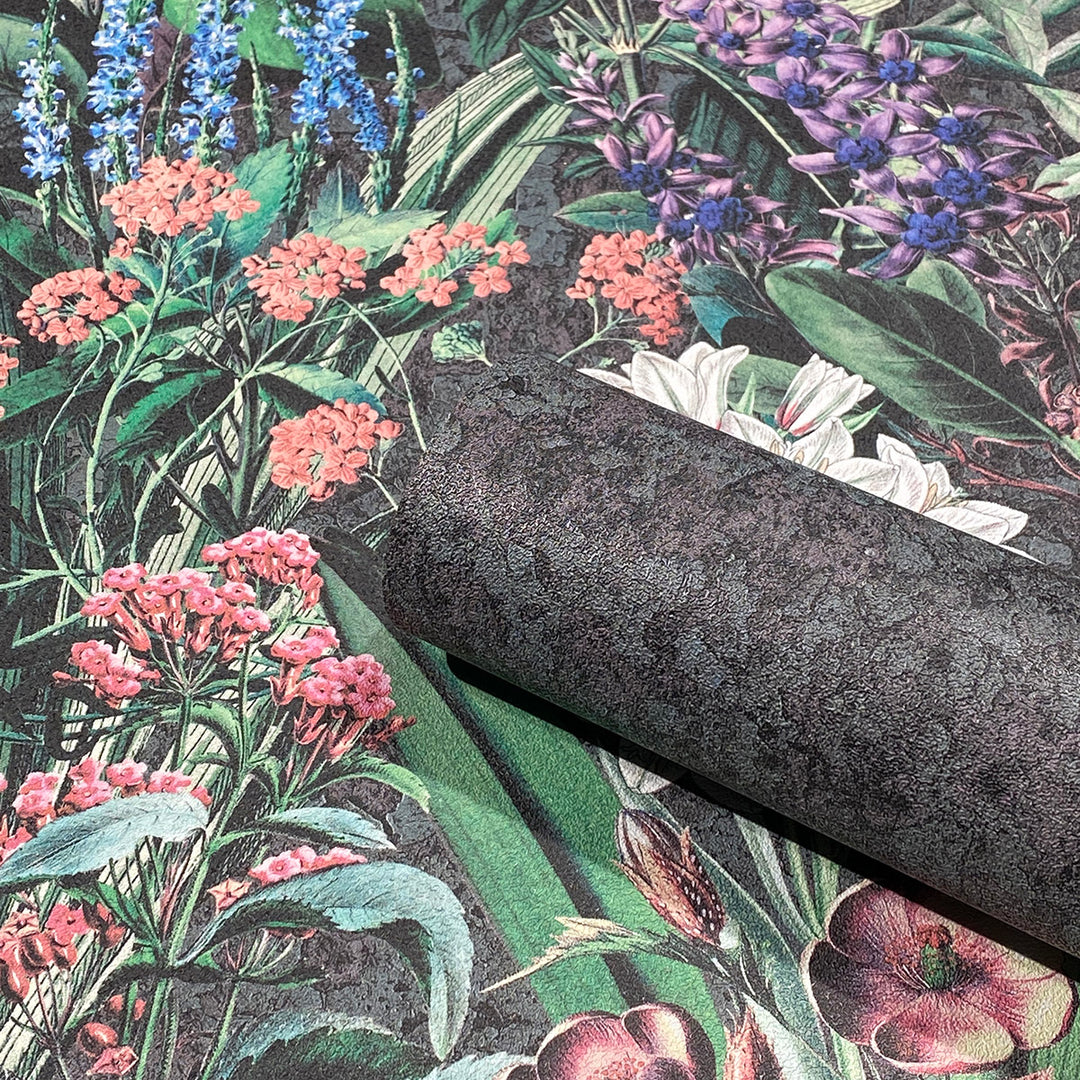 Високоустойчив Тапет Диви цветя Камък черно Еден