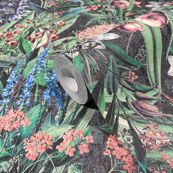 Високоустойчив Тапет Диви цветя Камък черно Еден