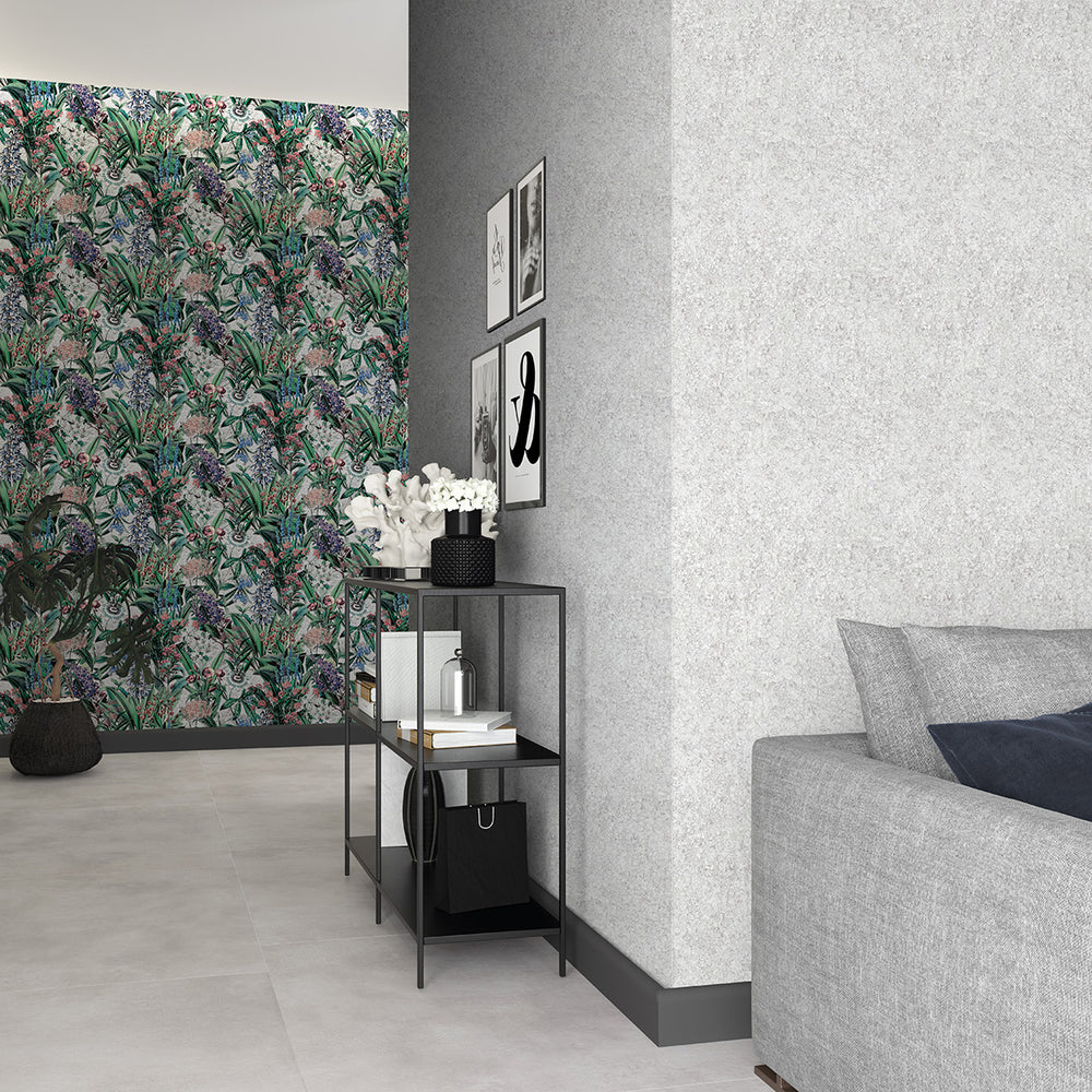 Високоустойчив Тапет Диви цветя Камък сиво Еден