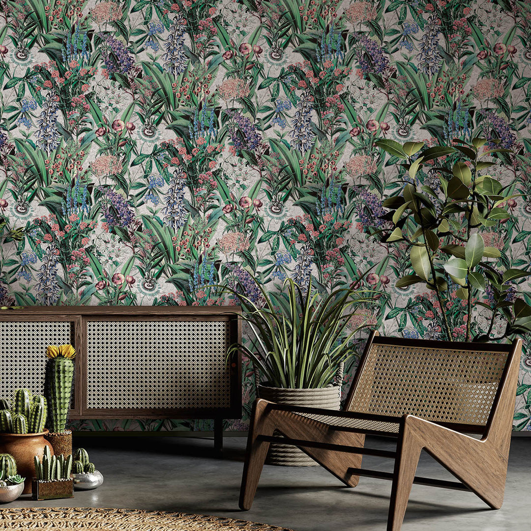 Високоустойчив Тапет Диви цветя Камък сиво Еден