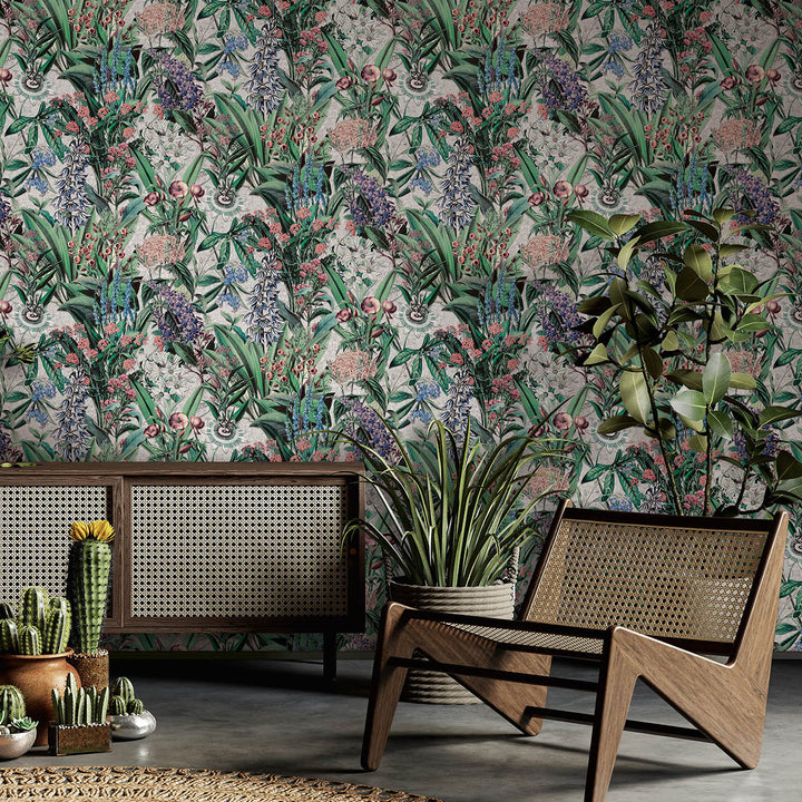 Високоустойчив Тапет Диви цветя Камък сиво Еден