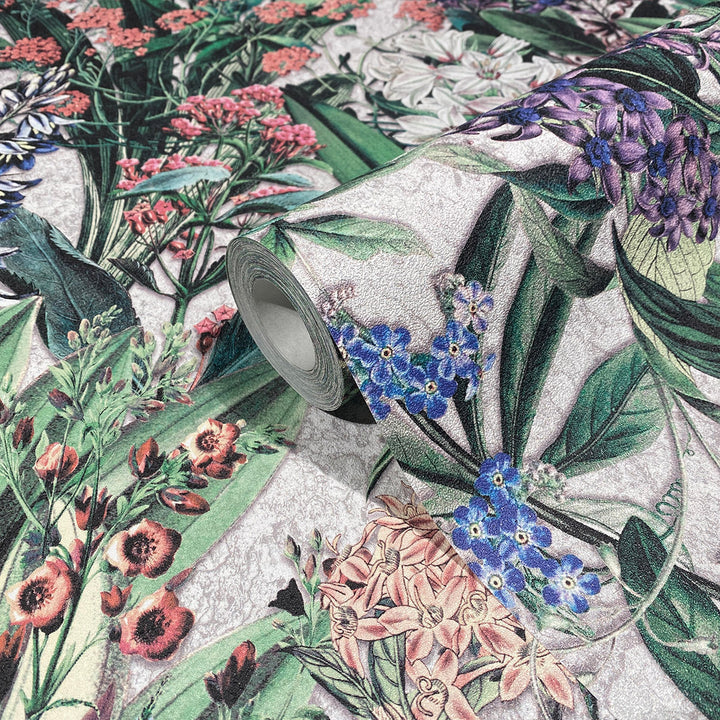 Високоустойчив Тапет Диви цветя Камък сиво Еден