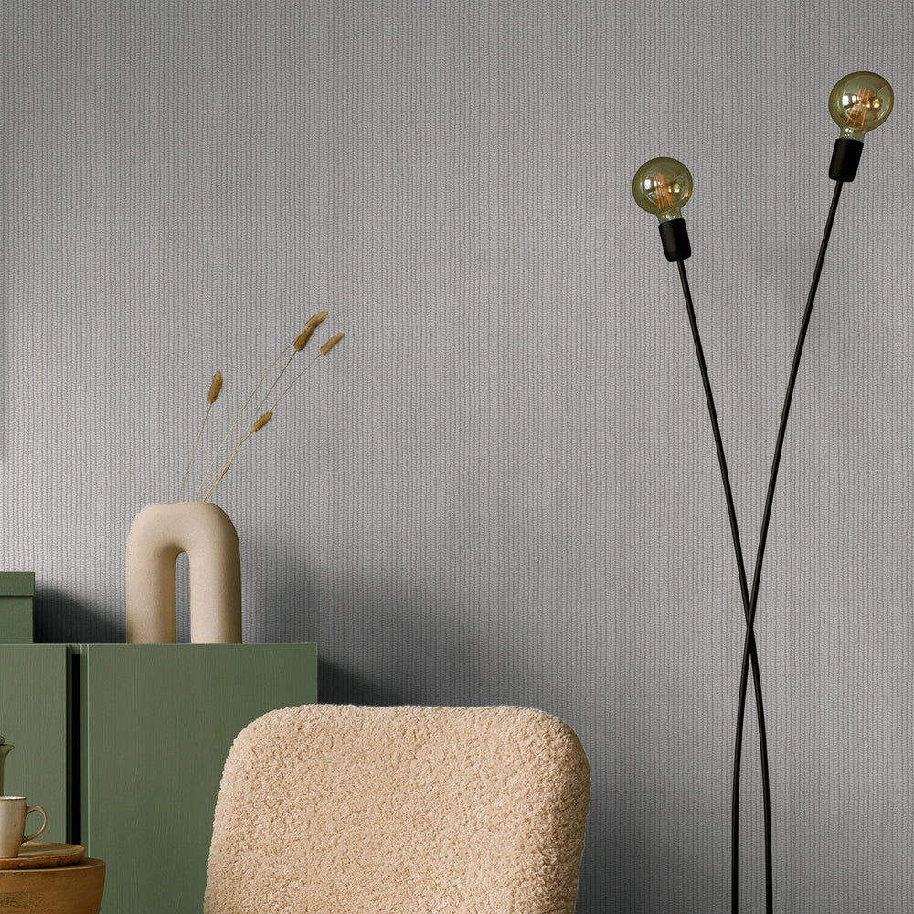 Текстилен ефект Тапет Плетиво Сиво бежово Еден