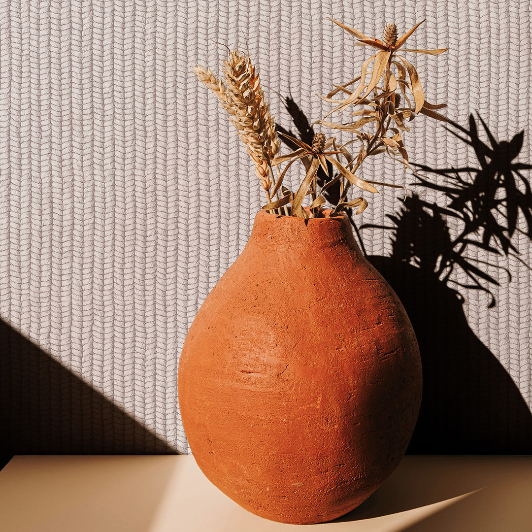 Текстилен ефект Тапет Плетиво Сиво бежово Еден