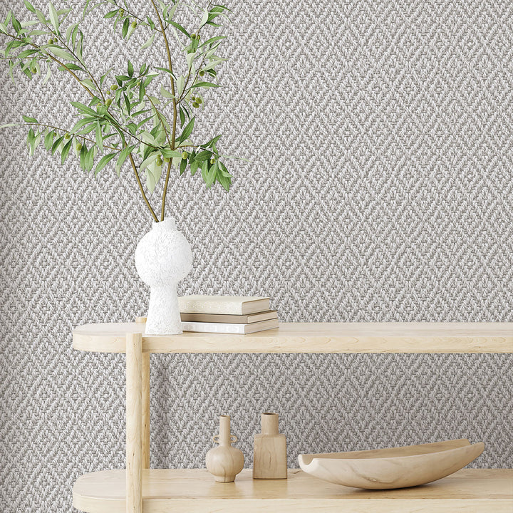 Текстилен ефект Тапет Плетиво ромб Сиво Еден