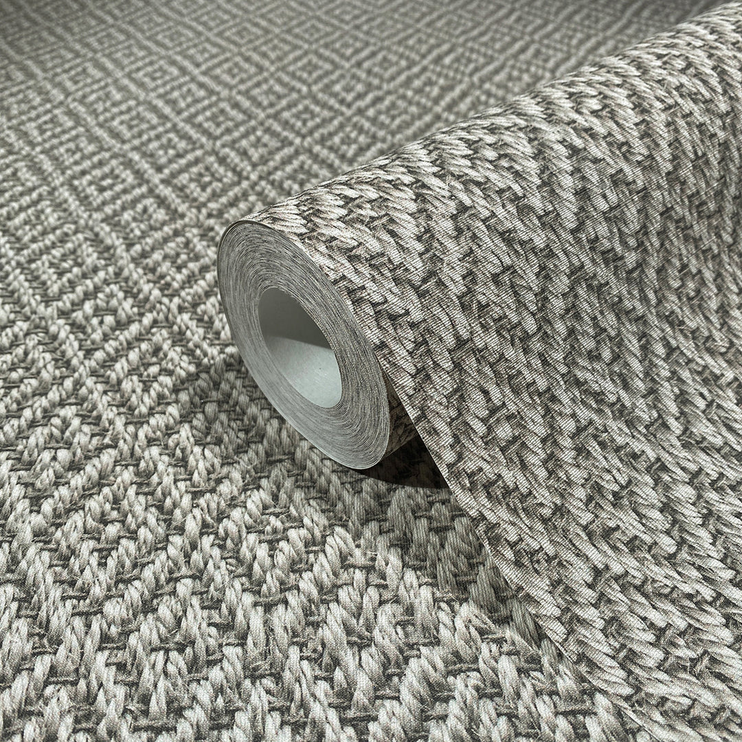 Текстилен ефект Тапет Плетиво ромб Бежово Еден