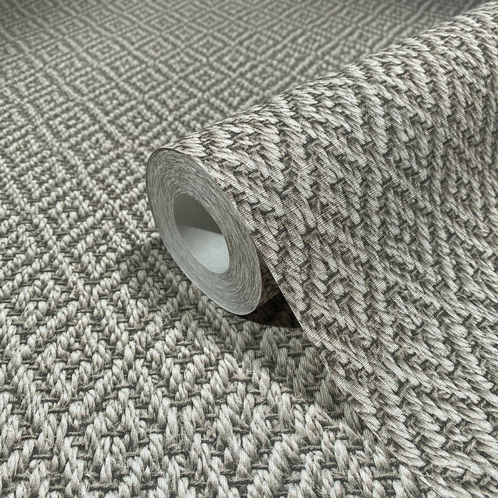 Текстилен ефект Тапет Плетиво ромб Бежово Еден