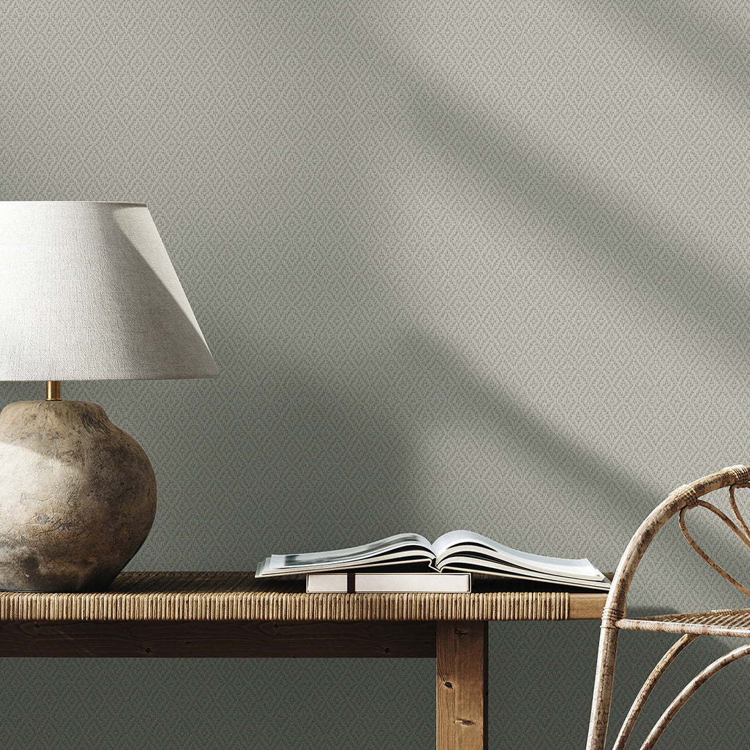 Текстилен ефект Тапет Плетиво ромб Светло бежово Еден
