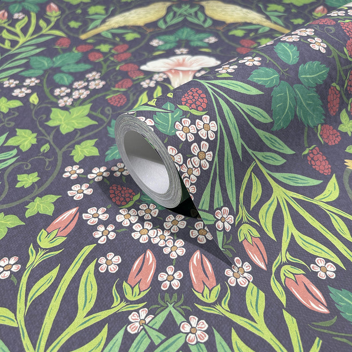 Еко Тапет Флора и птици Черно Наследство