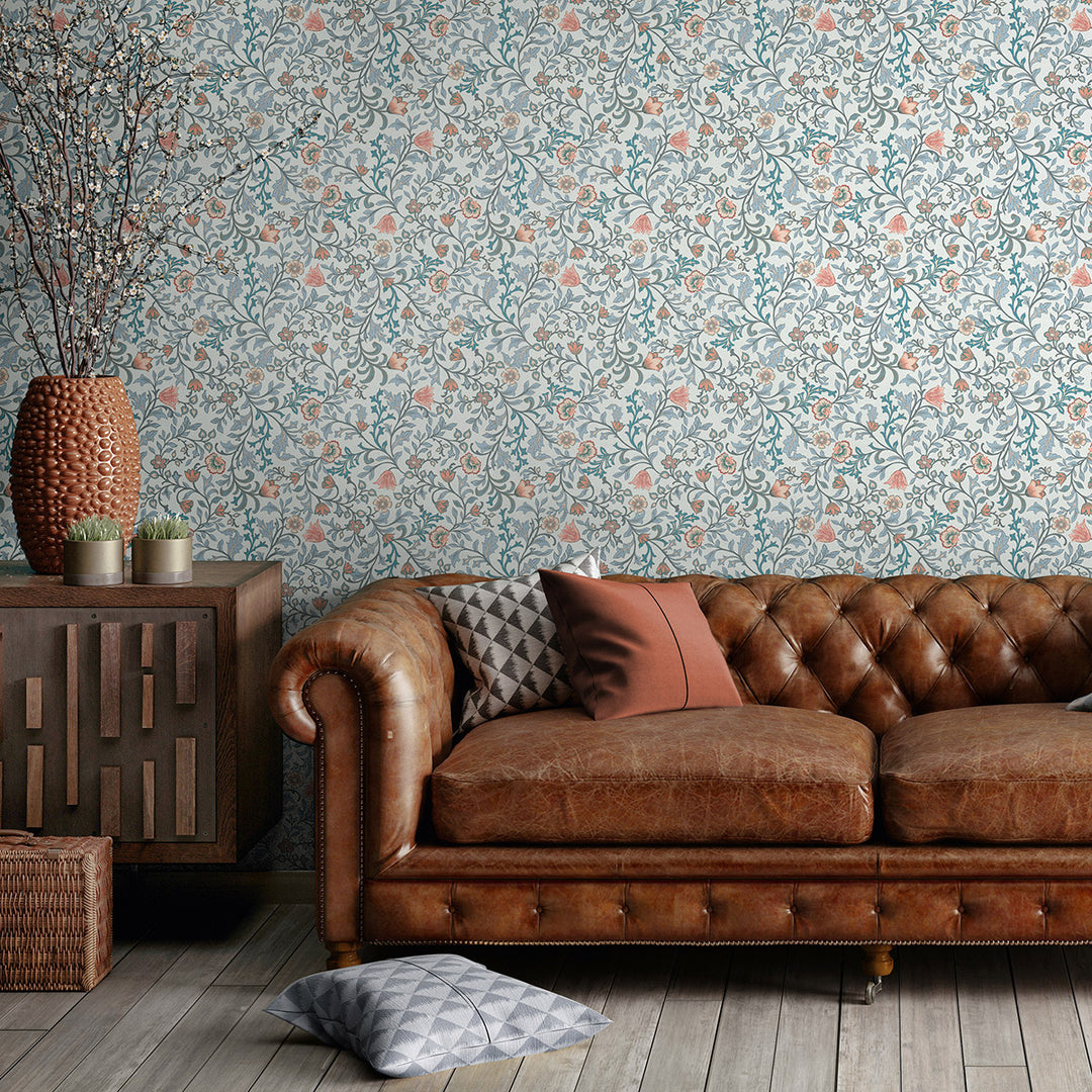 Еко Тапет Сини Цветя Наследство