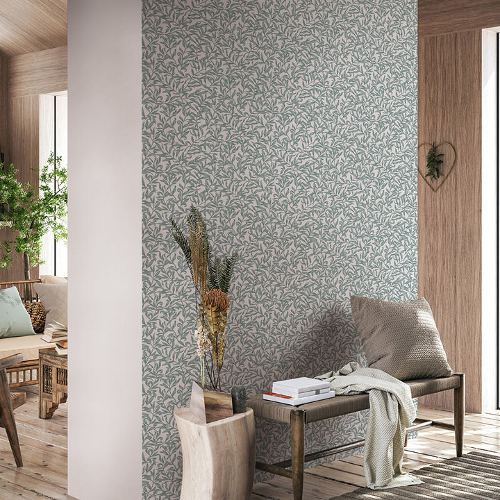 Еко Тапет Тюркоазени Листа Сиво бяло Наследство