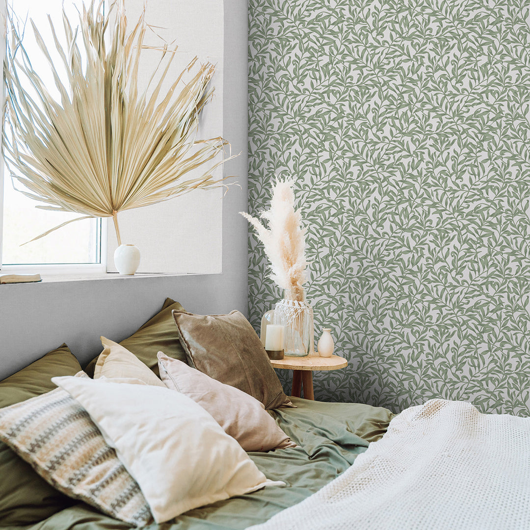 Еко Тапет Зелени Листа Сиво бяло Наследство