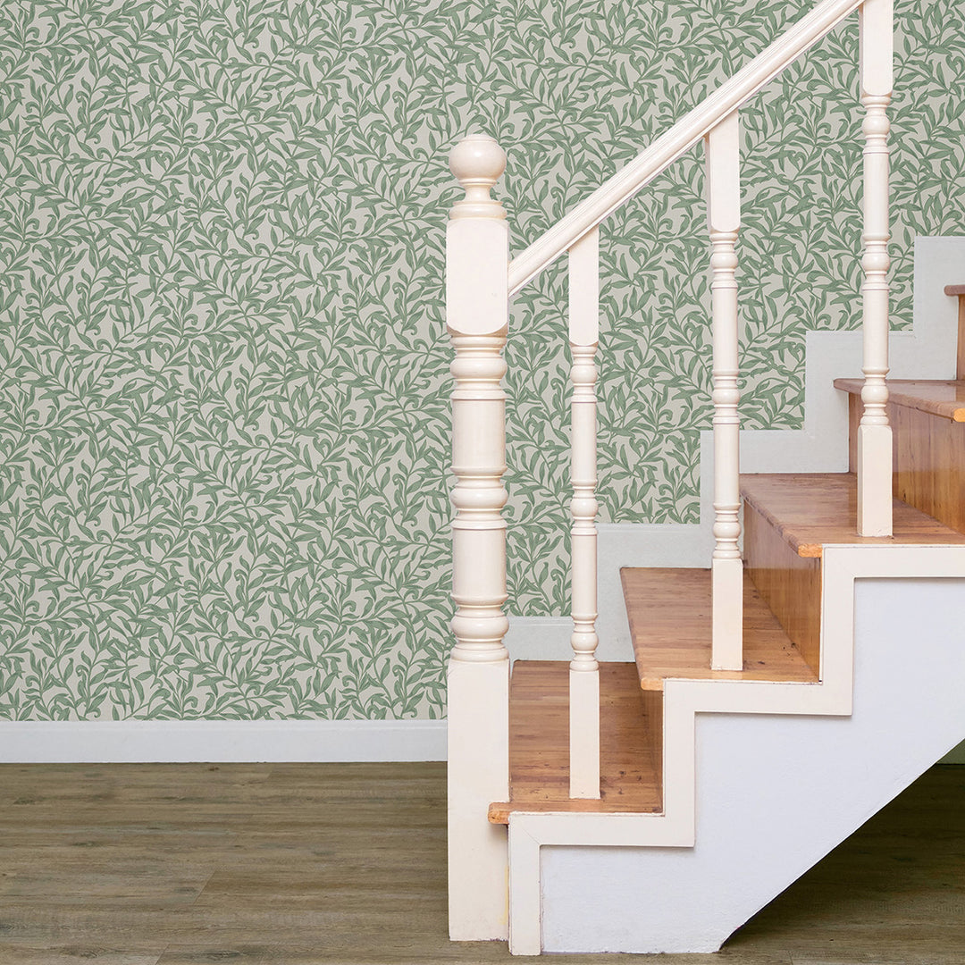 Еко Тапет Зелени Листа Сиво бяло Наследство