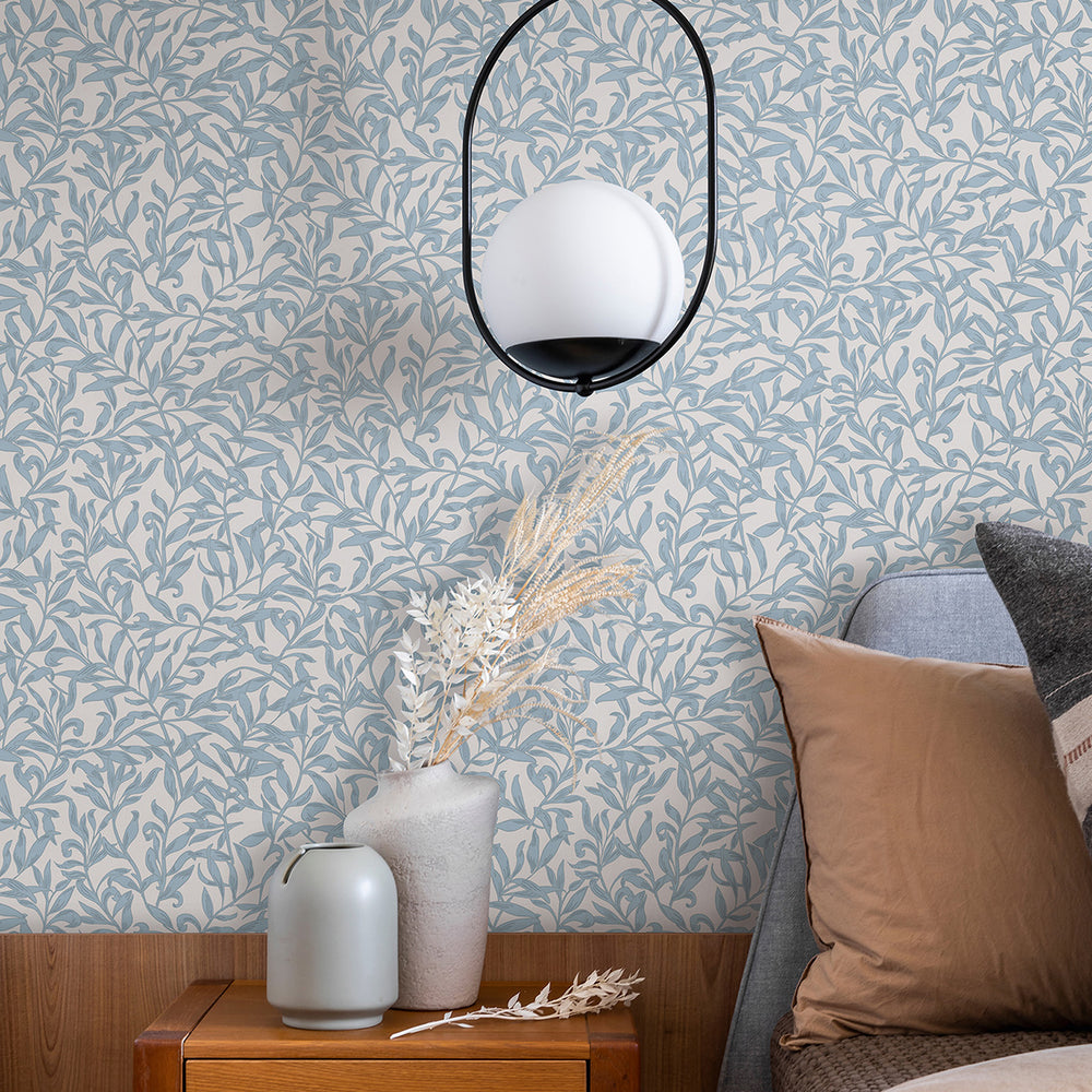 Еко Тапет Сини Листа Бяло Наследство