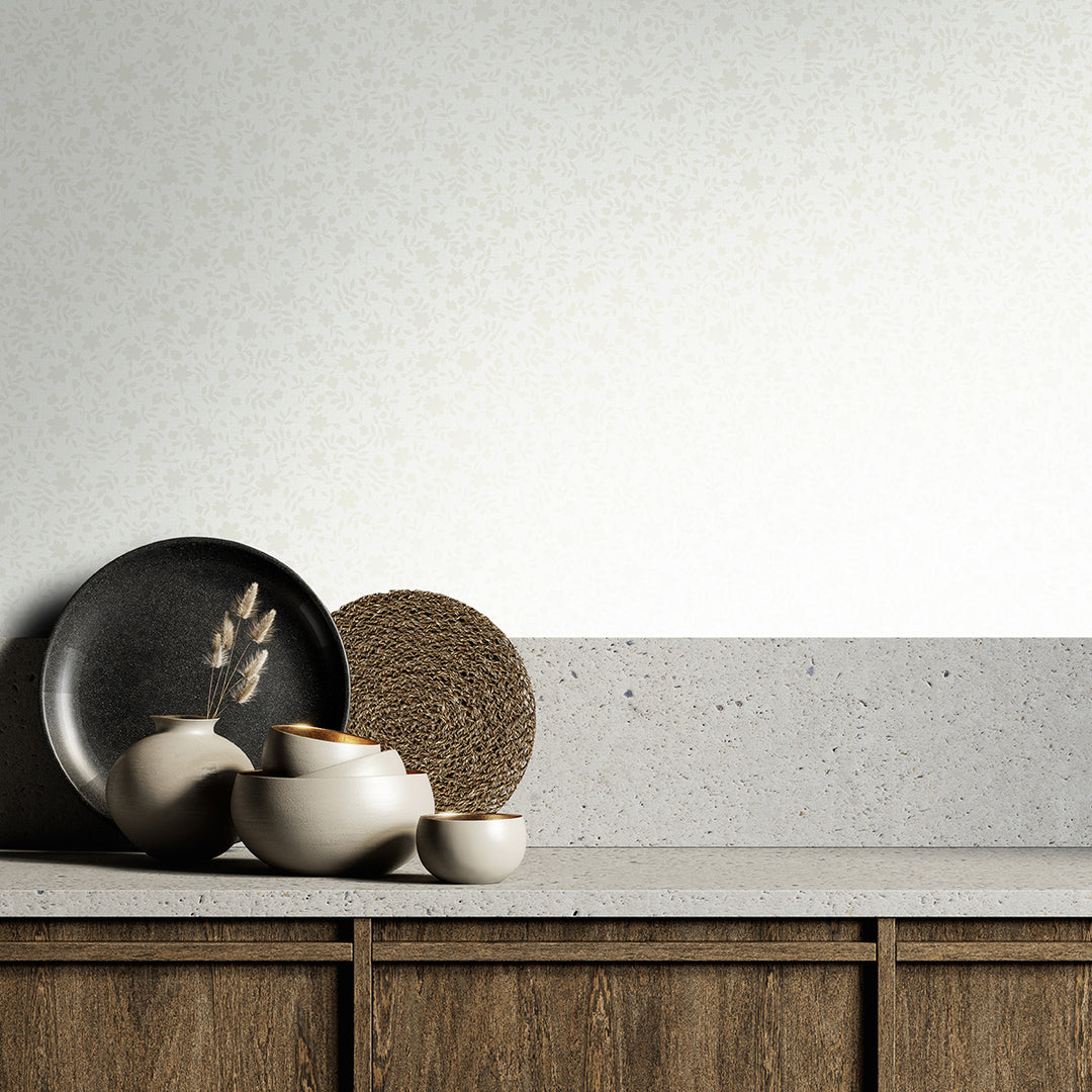 Еко Тапет Бледи листенца Бяло Наследство