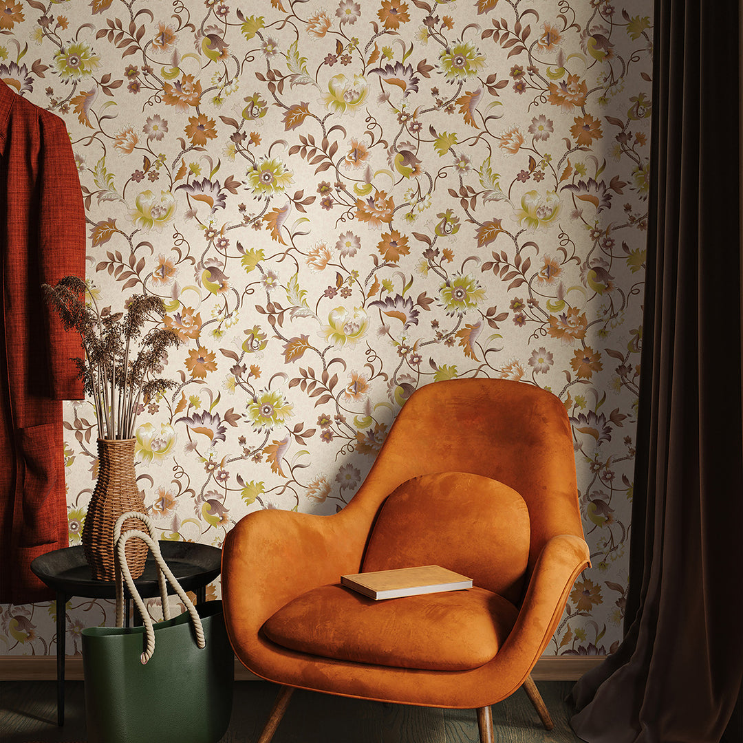 Еко Тапет Оранжеви Филизи Кремаво Наследство