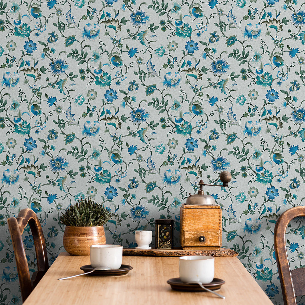 Еко Тапет Сини Филизи Зелено Наследство