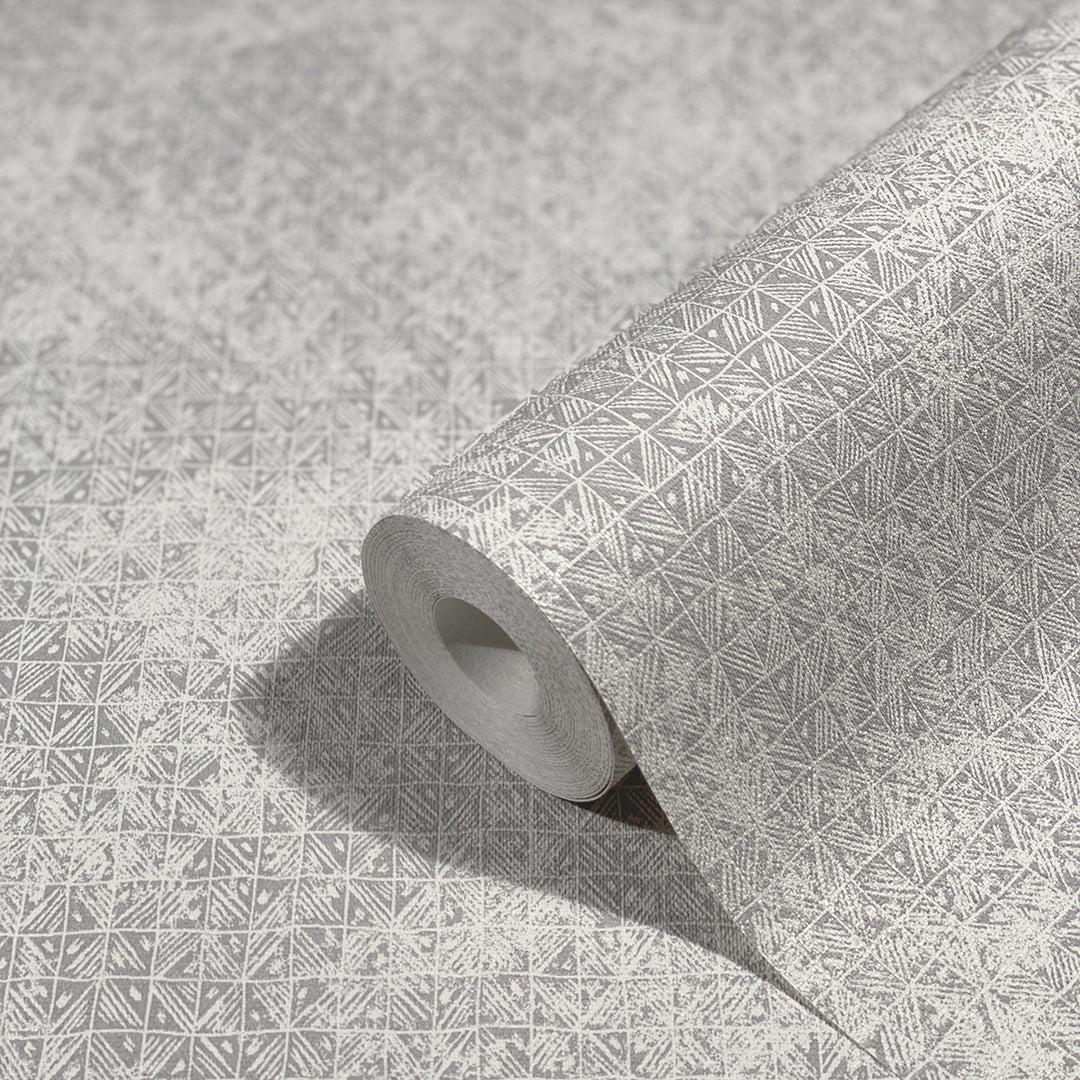 Vinyl highly resistant Wallpaper Geometry Gray Vintage for Living Room Bedroom 0.53x10.05m Ivy