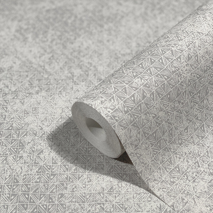 Vinyl highly resistant Wallpaper Geometry Gray Vintage for Living Room Bedroom 0.53x10.05m Ivy