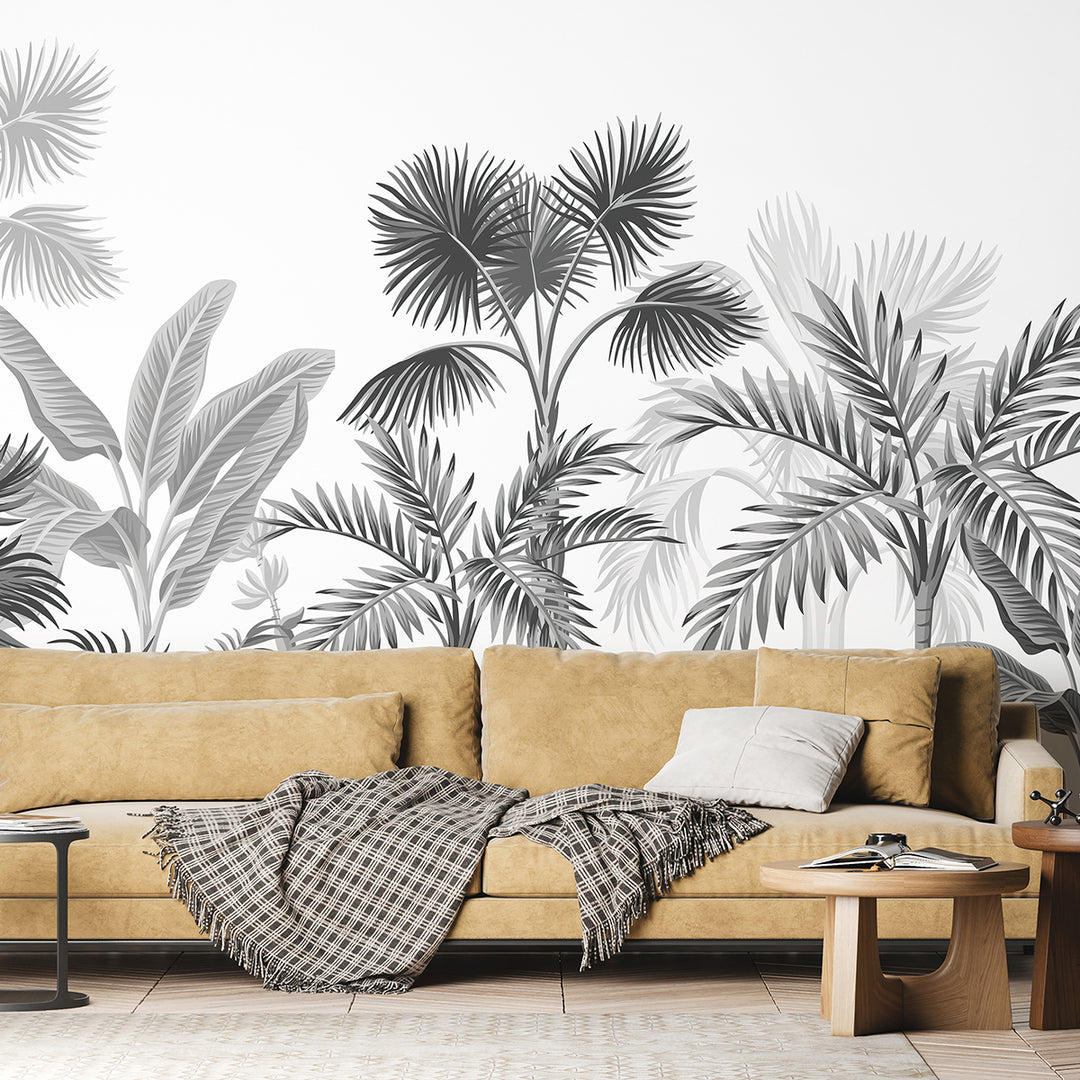 Фототапет Стандарт 360/254 см Джунгла Сиво-бяло