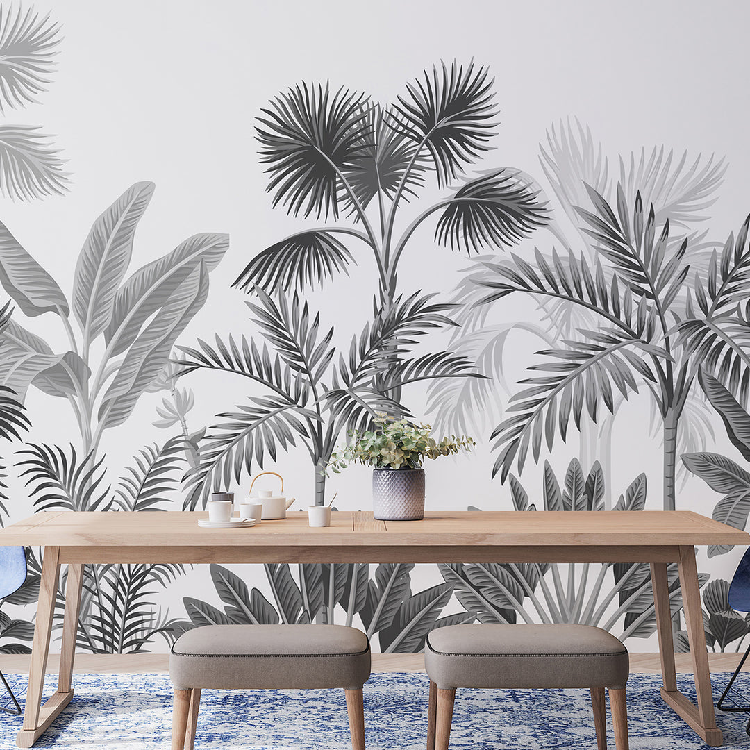 Фототапет Стандарт 360/254 см Джунгла Сиво-бяло