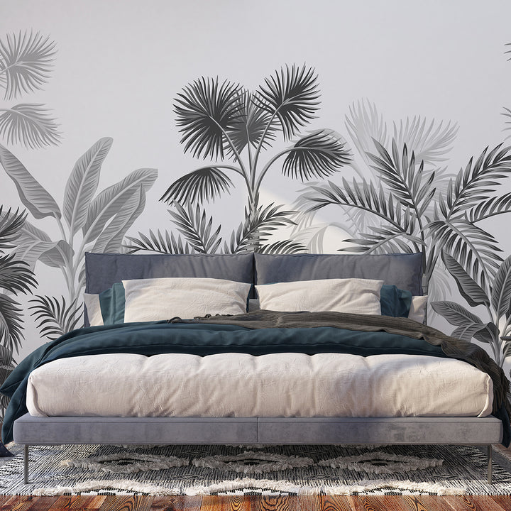 Фототапет Стандарт 360/254 см Джунгла Сиво-бяло