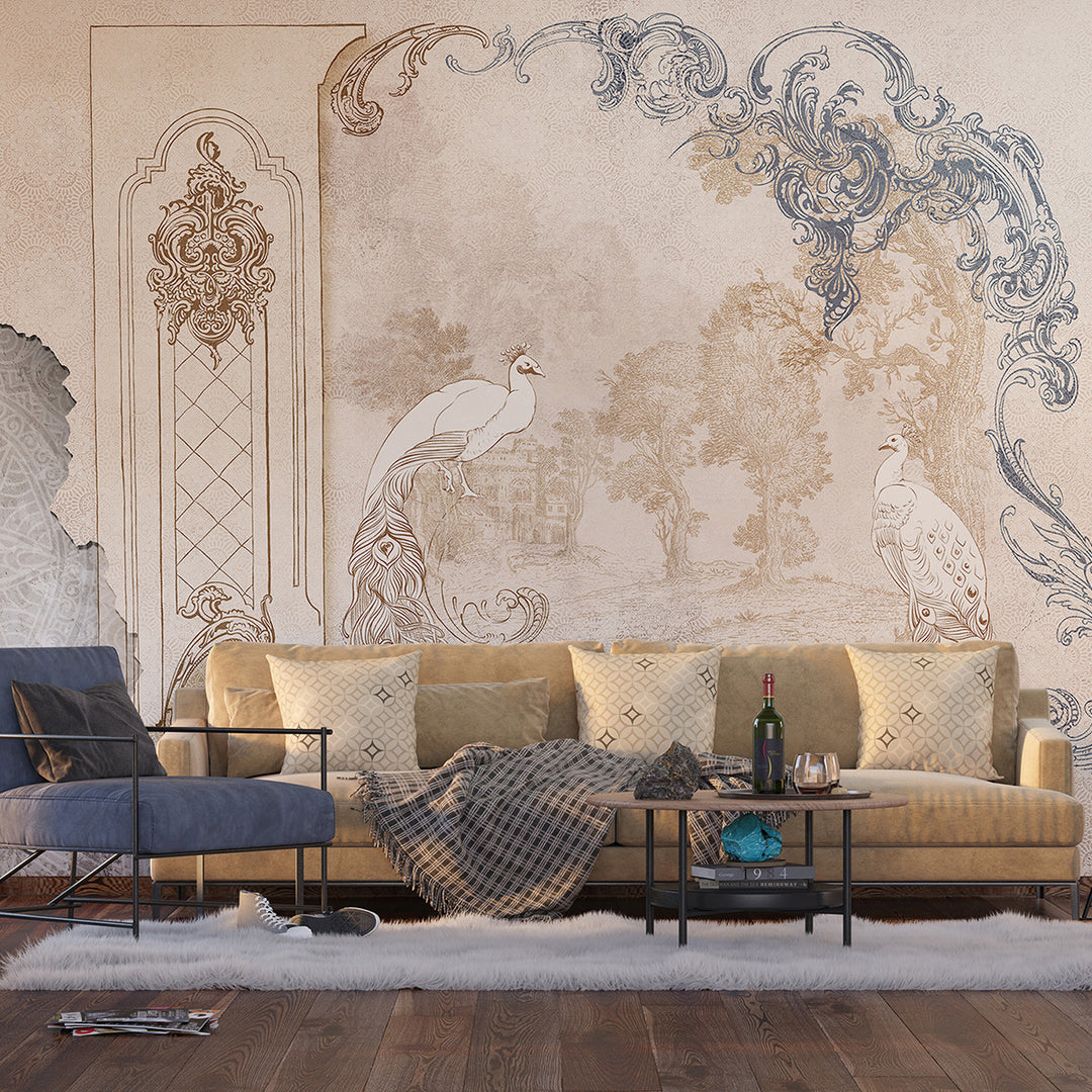 Фототапет Премиум 375/270 см Пауни рококо