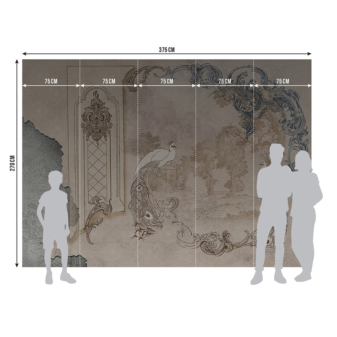 Фототапет Премиум 375/270 см Пауни рококо