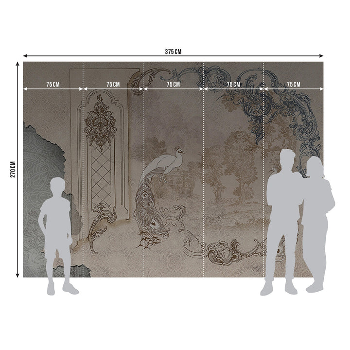 Фототапет Премиум 375/270 см Пауни рококо