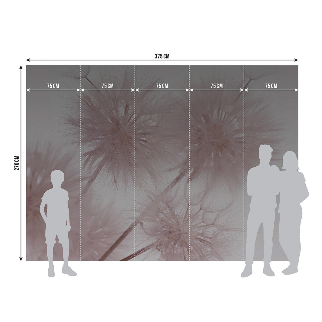 Фототапет Премиум 375/270 см Розови глухарчета
