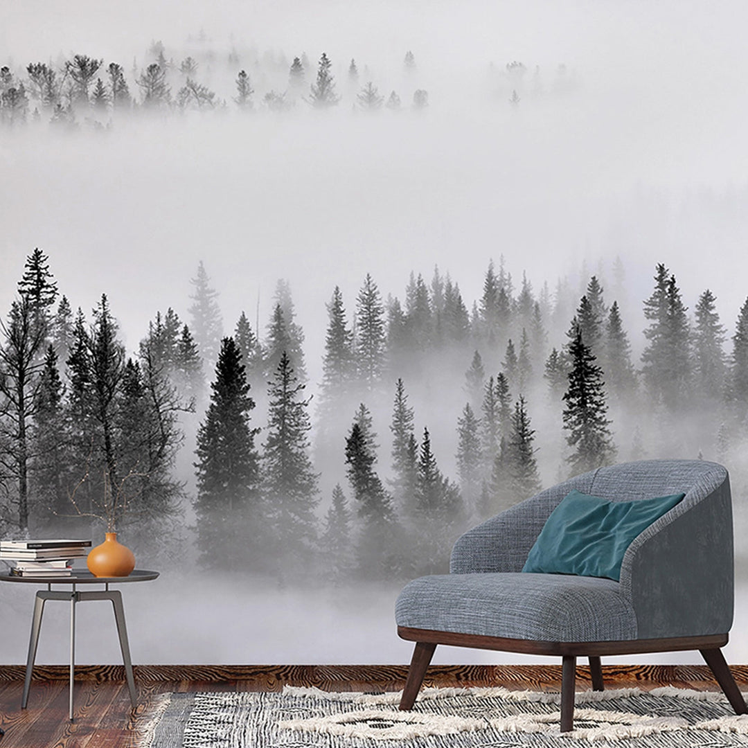 Фототапет Премиум 375/270 см Мъглива борова гора
