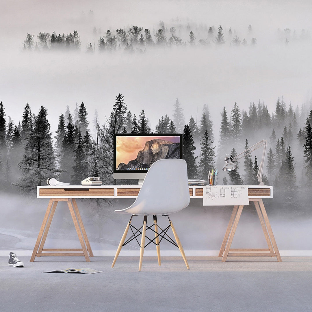 Фототапет Премиум 375/270 см Мъглива борова гора